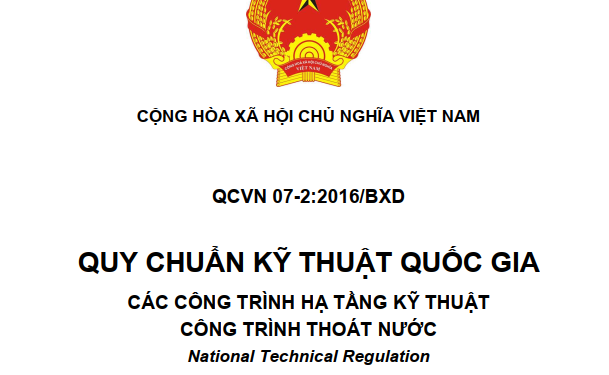 QCVN 07-2:2016/BXD Quy chuẩn Kỹ thuật Quốc gia Các công trình hạ tầng kỹ thuật – Công trình thoát nước