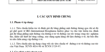 22TCN-277-01 Tiêu chuẩn kiểm tra và đánh giá độ bằng phẳng mặt đường theo chỉ số độ gồ ghề quốc tế IRI