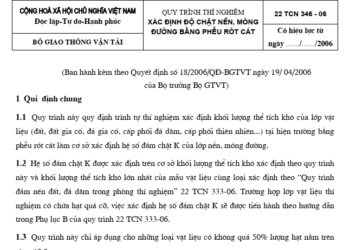 22 TCN 346 – 06 XÁC ĐỊNH ĐỘ CHẶT NỀN, MÓNG ĐƯỜNG BẰNG PHỄU RÓT CÁT