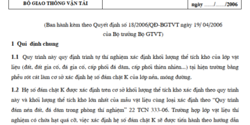 22 TCN 346 – 06 XÁC ĐỊNH ĐỘ CHẶT NỀN, MÓNG ĐƯỜNG BẰNG PHỄU RÓT CÁT