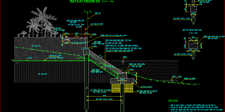 Bản vẽ các loại kết cấu kè sông hồ