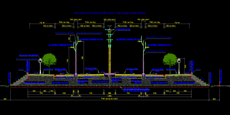 Bản vẽ điển hình đường đô thị 4 làn xe