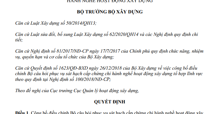 Quyết định 702/QĐ-BXD