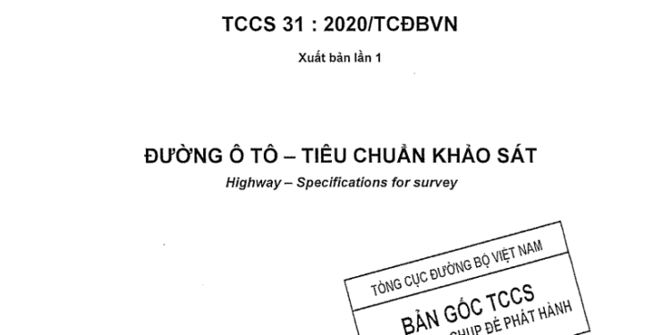 TCCS 31:2020/TCĐBVN: Đường ô tô – Tiêu chuẩn khảo sát